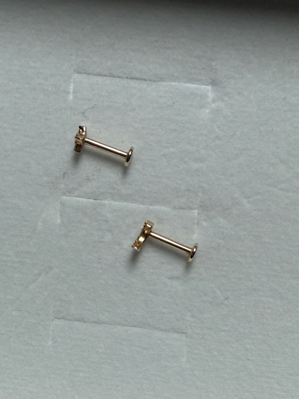 14k solid Gold Moon and Star AAA Zirconia Stud Earrings - Asymmetric Celestial - Picture 11 of 17